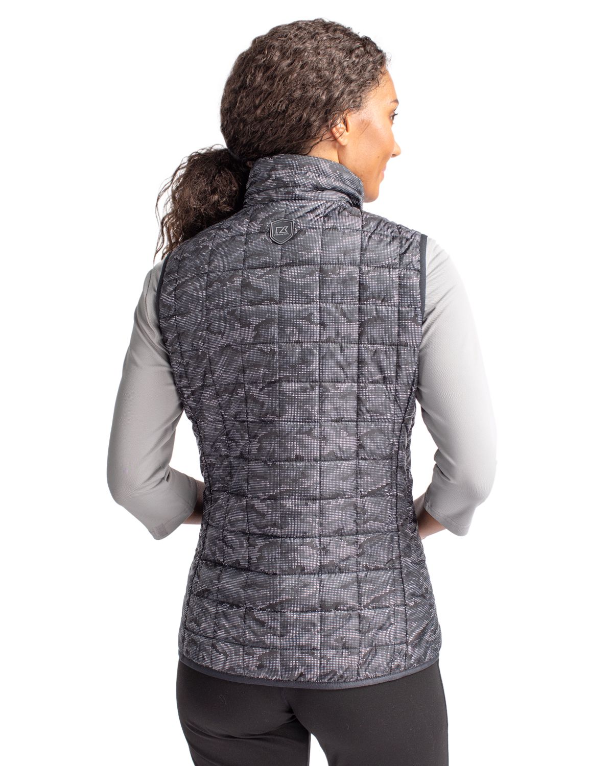 Cutter & Buck Women's Rainier Recycled Insulated Printed Puffer Full Zip Vest