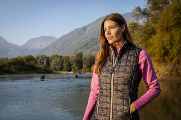 Cutter & Buck Women's Rainier Recycled Insulated Printed Puffer Full Zip Vest