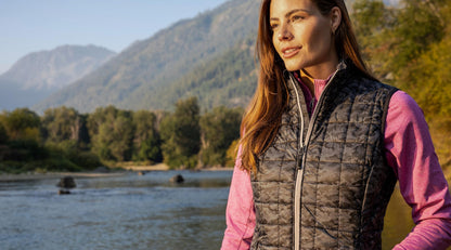 Cutter & Buck Women's Rainier Recycled Insulated Printed Puffer Full Zip Vest