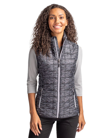 Cutter & Buck Women's Rainier Recycled Insulated Printed Puffer Full Zip Vest