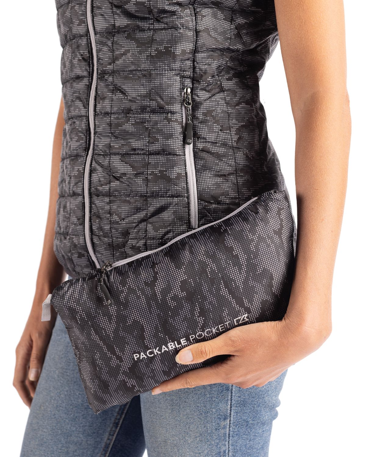 Cutter & Buck Women's Rainier Recycled Insulated Printed Puffer Full Zip Vest