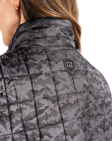 Cutter & Buck Women's Rainier Recycled Insulated Printed Puffer Full Zip Vest