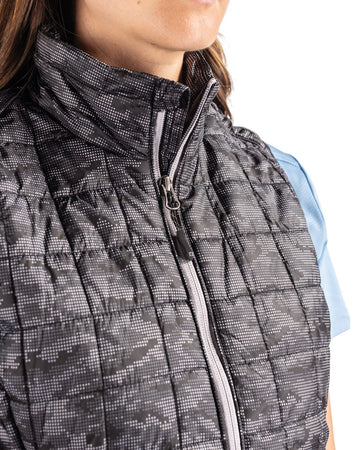 Cutter & Buck Women's Rainier Recycled Insulated Printed Puffer Full Zip Vest
