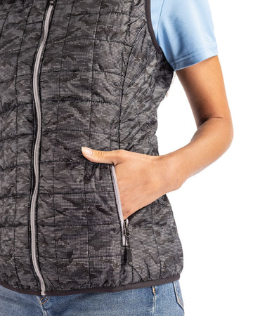 Cutter & Buck Women's Rainier Recycled Insulated Printed Puffer Full Zip Vest