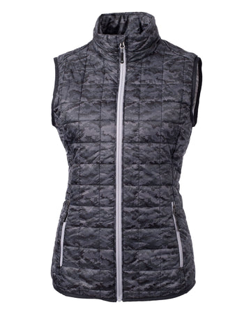 Cutter & Buck Women's Rainier Recycled Insulated Printed Puffer Full Zip Vest