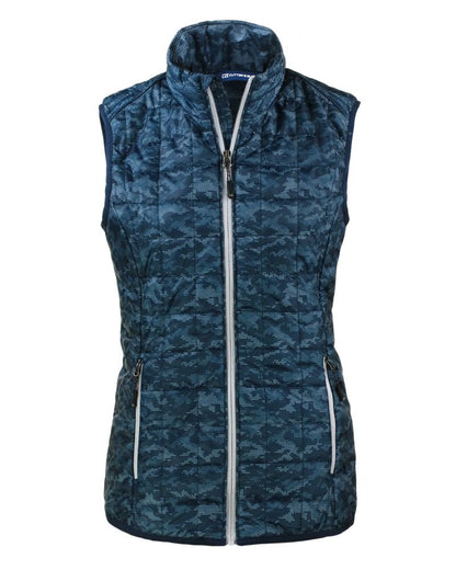 Cutter & Buck Women's Rainier Recycled Insulated Printed Puffer Full Zip Vest