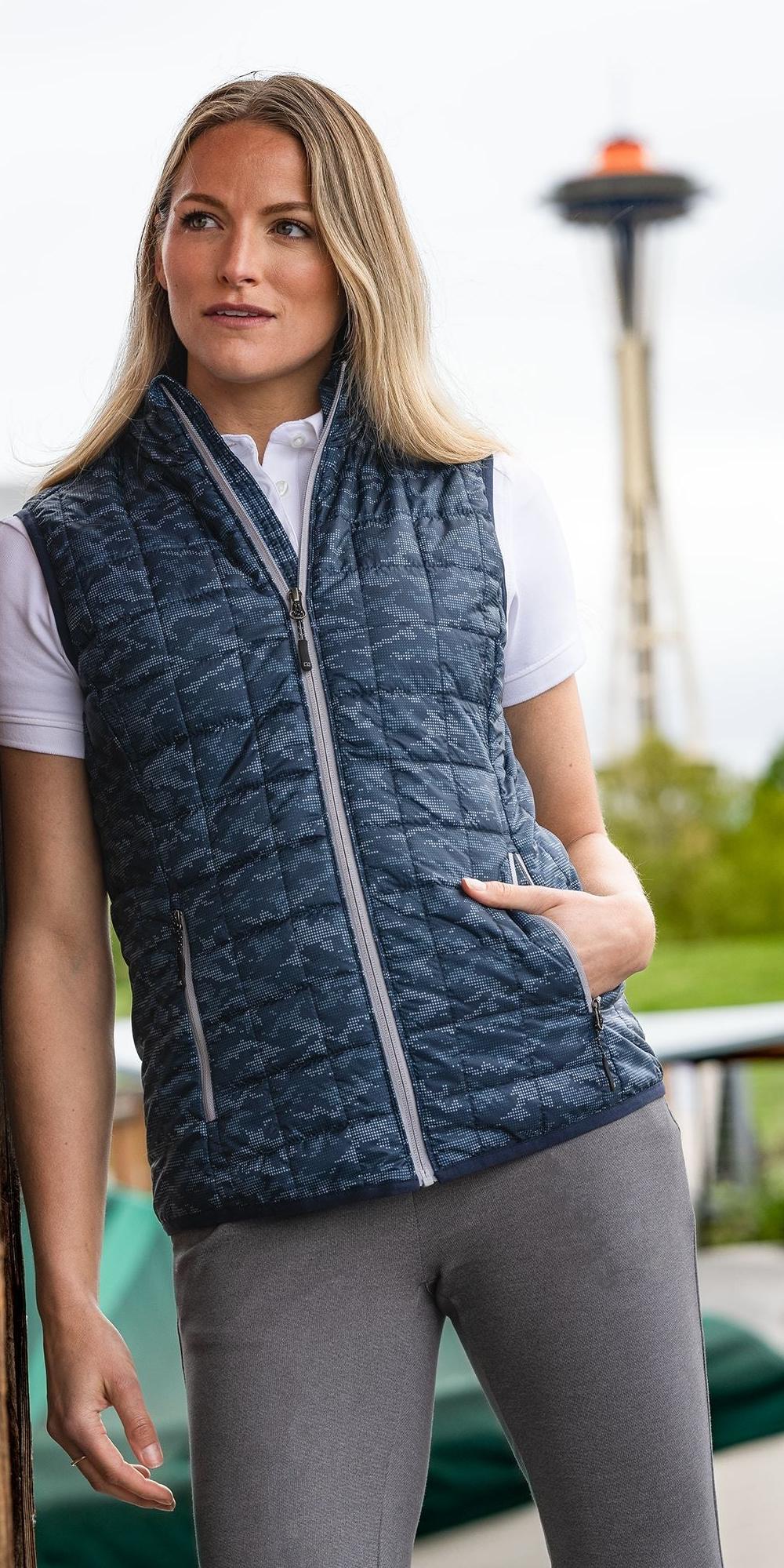 Cutter & Buck Women's Rainier Recycled Insulated Printed Puffer Full Zip Vest