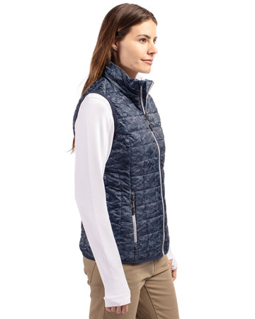 Cutter & Buck Women's Rainier Recycled Insulated Printed Puffer Full Zip Vest