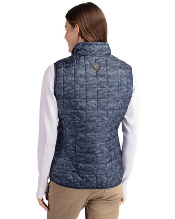 Cutter & Buck Women's Rainier Recycled Insulated Printed Puffer Full Zip Vest