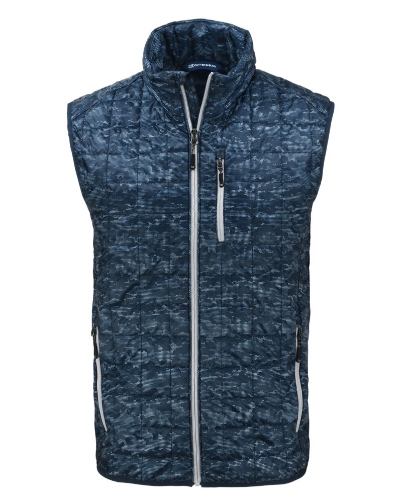 Cutter & Buck Men's Rainier Recycled Insulated Printed Puffer Full Zip Vest