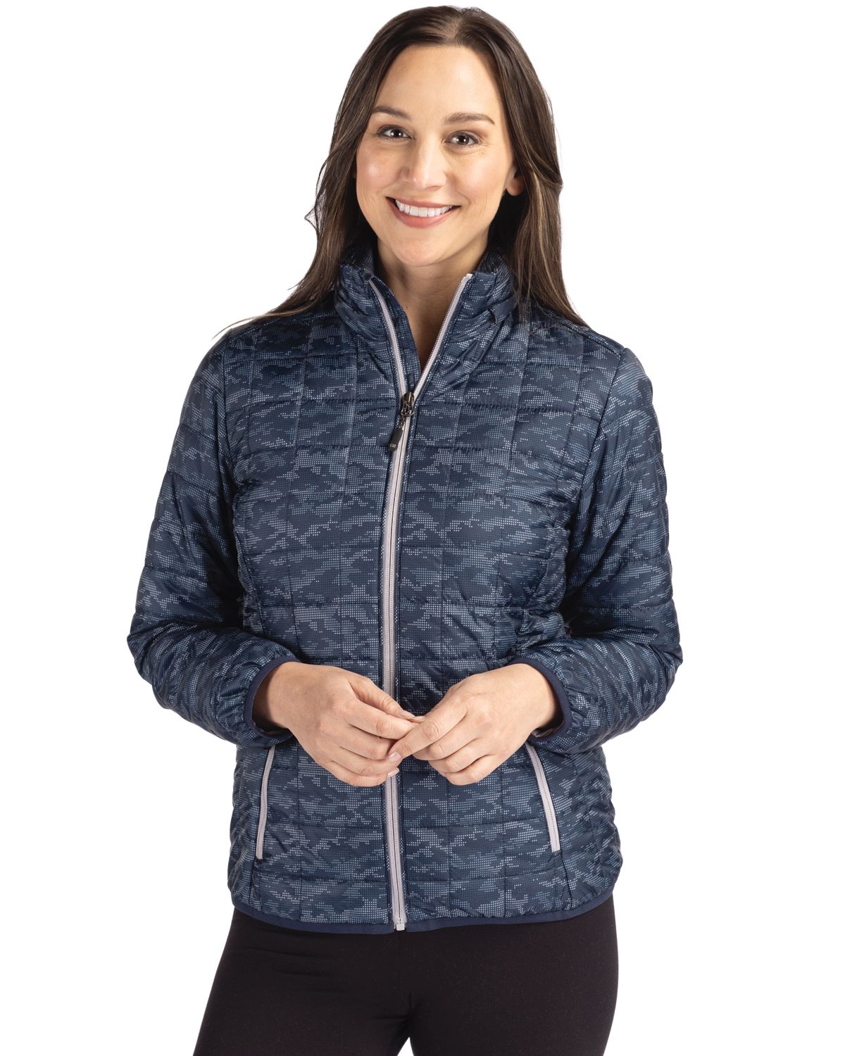 Cutter & Buck Women's Rainier Recycled Insulated Printed Puffer Full Zip Jacket