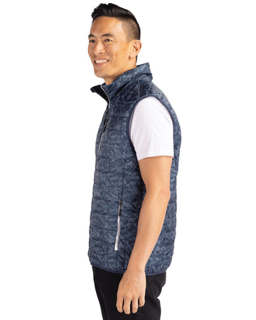 Cutter & Buck Men's Rainier Recycled Insulated Printed Puffer Full Zip Vest