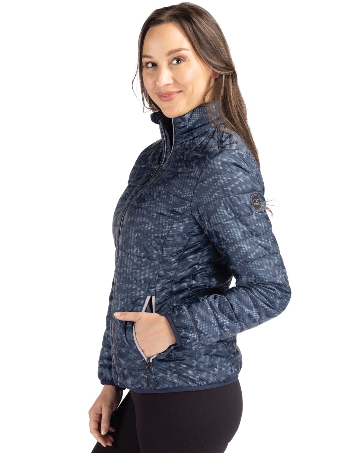 Cutter & Buck Women's Rainier Recycled Insulated Printed Puffer Full Zip Jacket