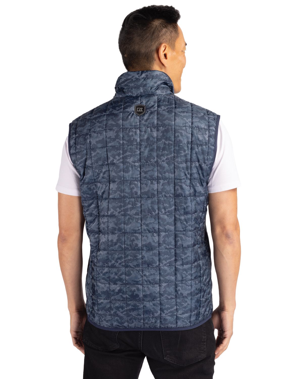 Cutter & Buck Men's Rainier Recycled Insulated Printed Puffer Full Zip Vest