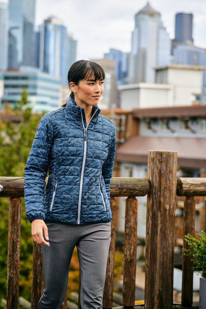 Cutter & Buck Women's Rainier Recycled Insulated Printed Puffer Full Zip Jacket