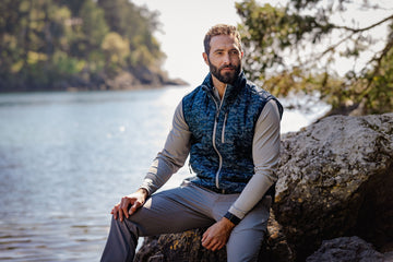 Cutter & Buck Men's Rainier Recycled Insulated Printed Puffer Full Zip Vest