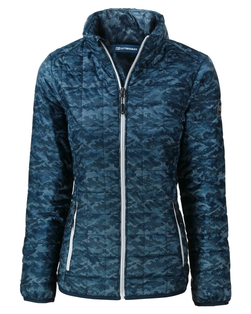 Cutter & Buck Women's Rainier Recycled Insulated Printed Puffer Full Zip Jacket