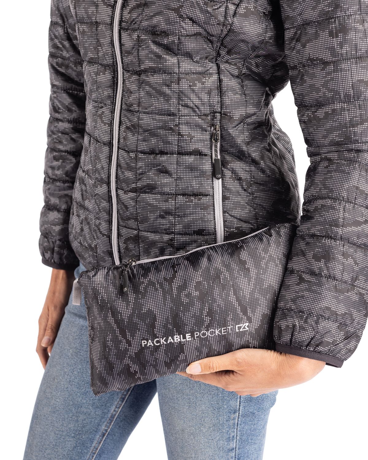 Cutter & Buck Women's Rainier Recycled Insulated Printed Puffer Full Zip Jacket