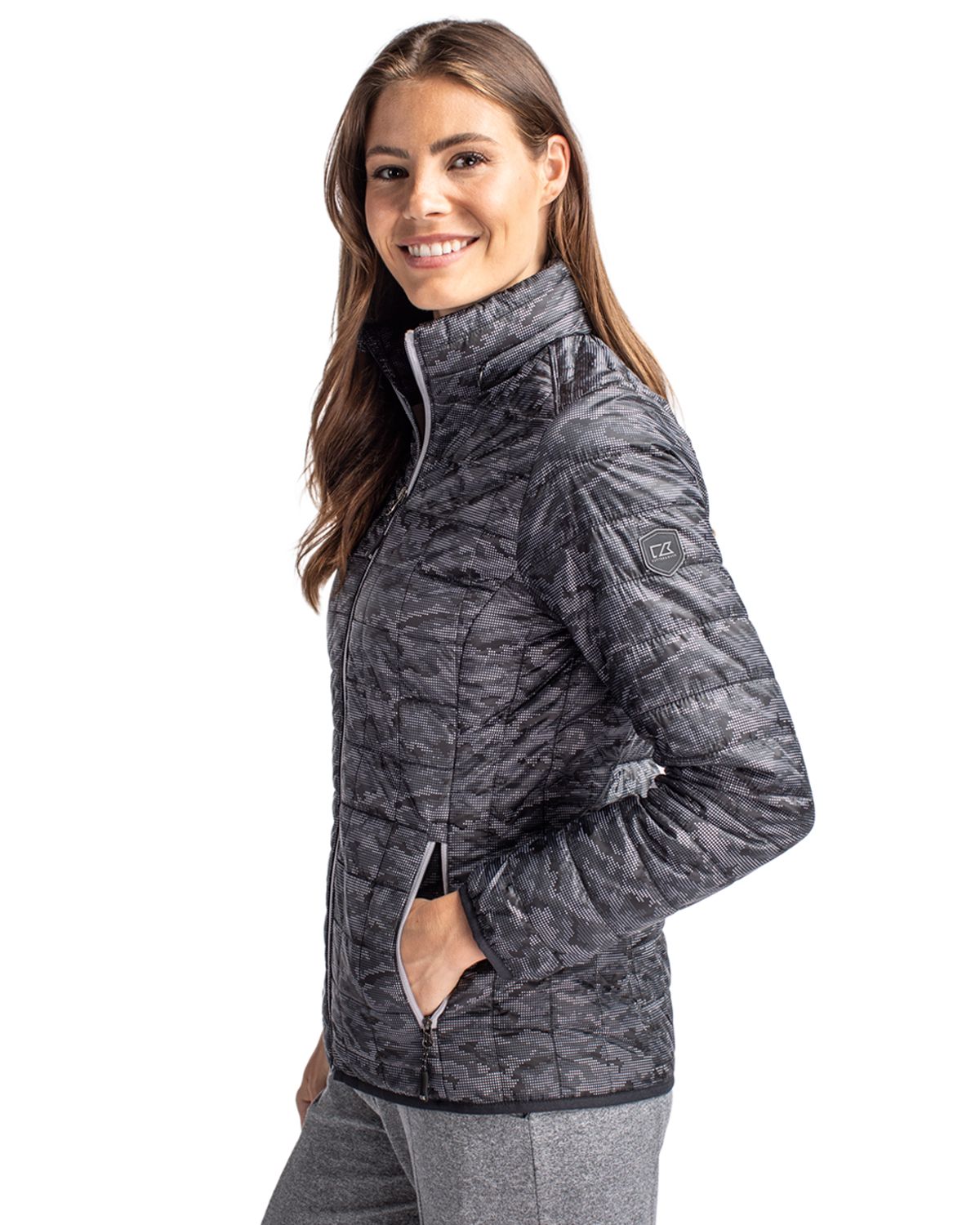 Cutter & Buck Women's Rainier Recycled Insulated Printed Puffer Full Zip Jacket