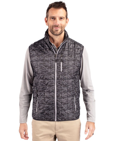 Cutter & Buck Men's Rainier Recycled Insulated Printed Puffer Full Zip Vest
