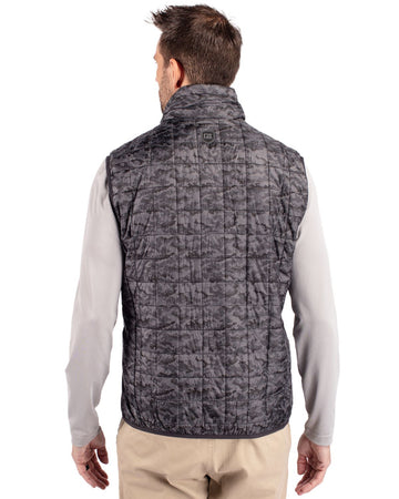 Cutter & Buck Men's Rainier Recycled Insulated Printed Puffer Full Zip Vest