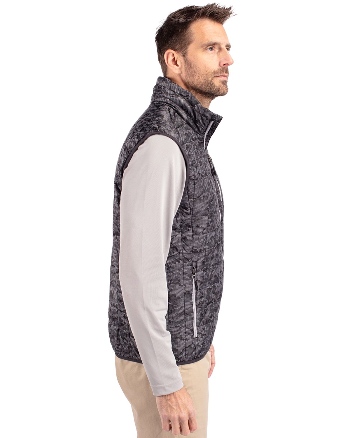Cutter & Buck Men's Rainier Recycled Insulated Printed Puffer Full Zip Vest