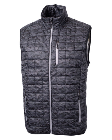 Cutter & Buck Men's Rainier Recycled Insulated Printed Puffer Full Zip Vest