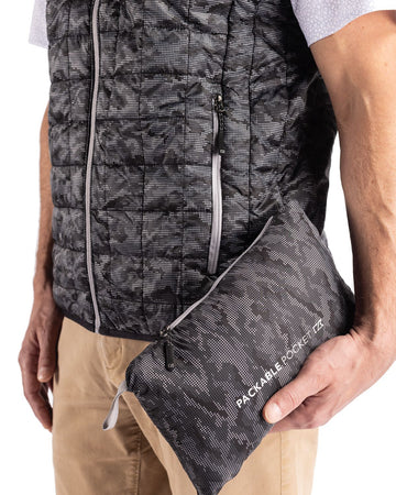 Cutter & Buck Men's Rainier Recycled Insulated Printed Puffer Full Zip Vest