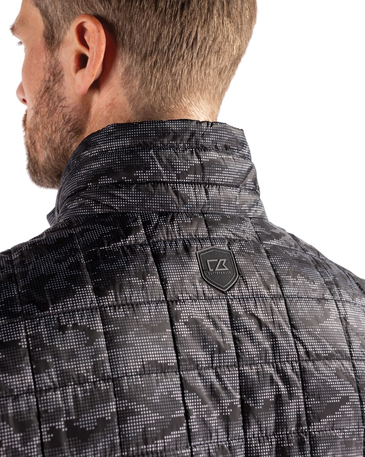 Cutter & Buck Men's Rainier Recycled Insulated Printed Puffer Full Zip Vest