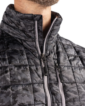 Cutter & Buck Men's Rainier Recycled Insulated Printed Puffer Full Zip Vest
