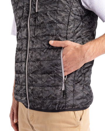 Cutter & Buck Men's Rainier Recycled Insulated Printed Puffer Full Zip Vest