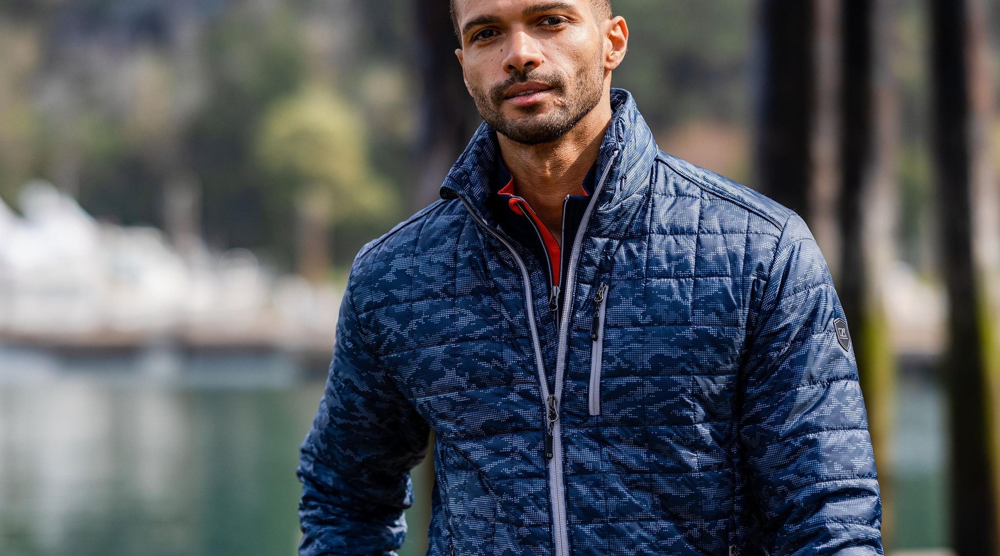 Cutter & Buck Men's Rainier Recycled Insulated Printed Puffer Full Zip Jacket