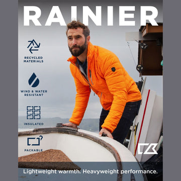 Cutter & Buck Men's Rainier Recycled Insulated Printed Puffer Full Zip Jacket