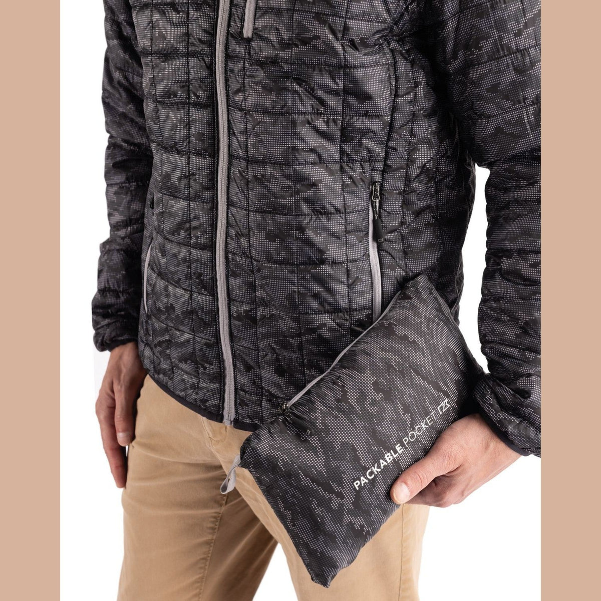 Cutter & Buck Men's Rainier Recycled Insulated Printed Puffer Full Zip Jacket