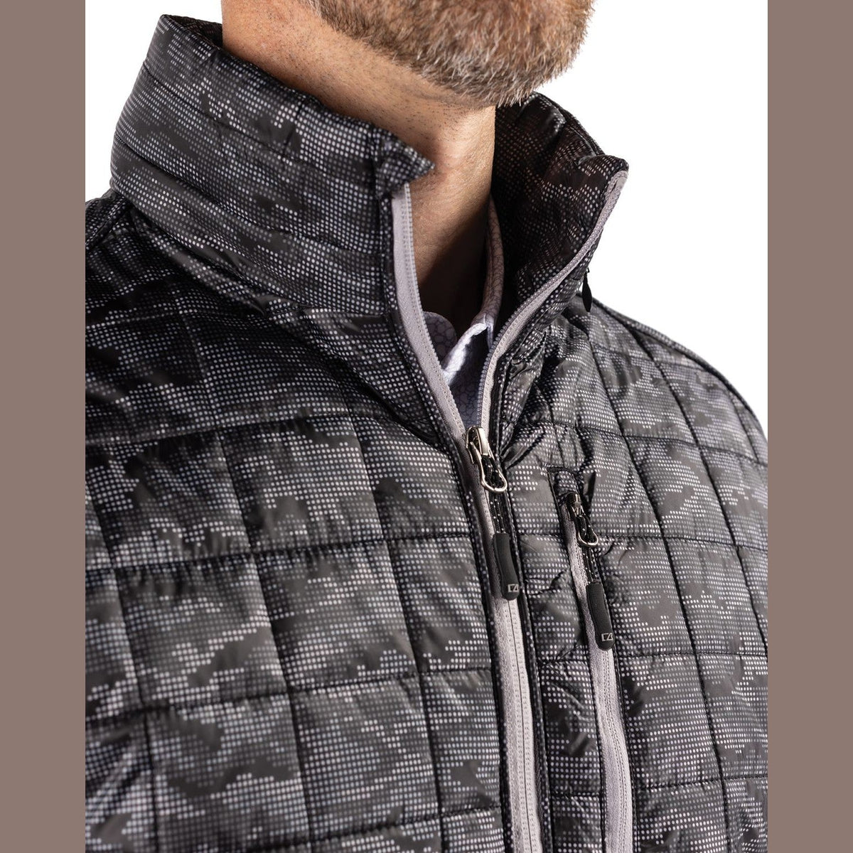Cutter & Buck Men's Rainier Recycled Insulated Printed Puffer Full Zip Jacket