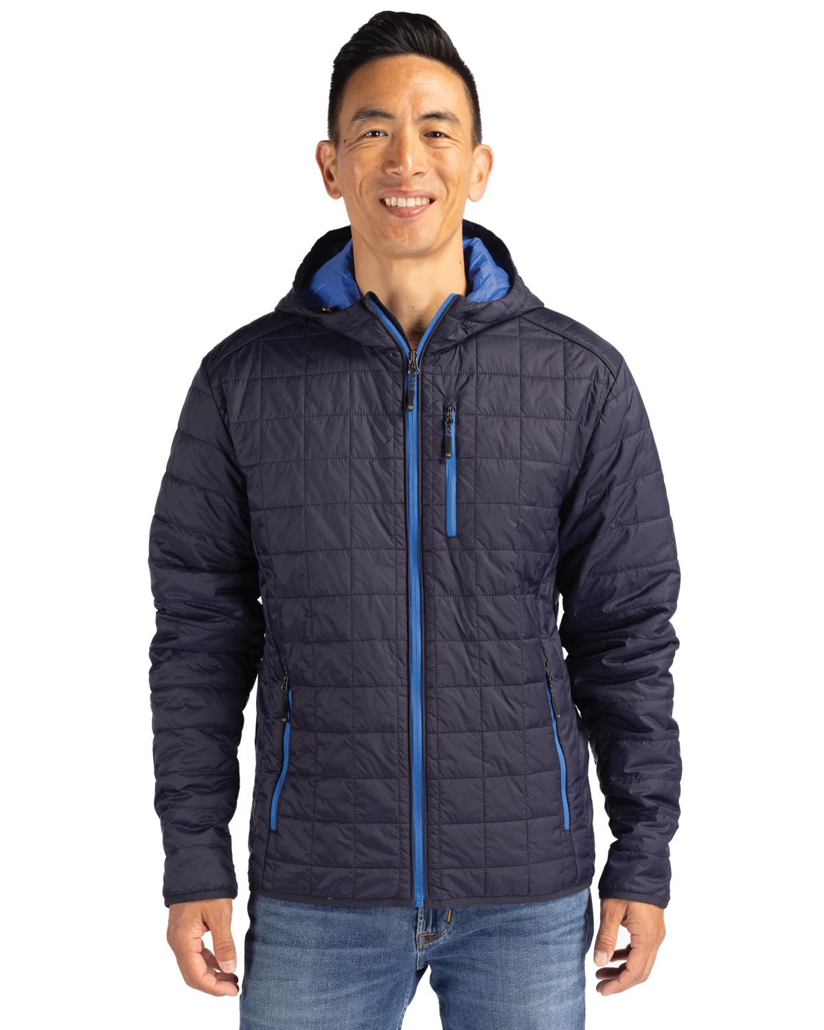 Cutter & Buck Men's Rainier Recycled Insulated Puffer Full Zip Hooded Jacket Jacket