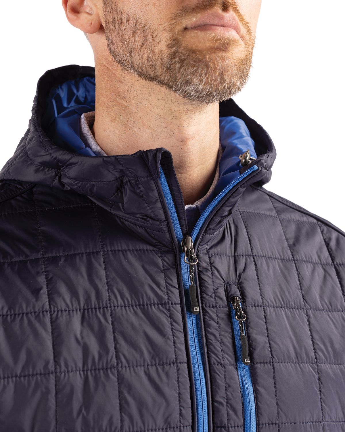 Cutter & Buck Men's Rainier Recycled Insulated Puffer Full Zip Hooded Jacket Jacket