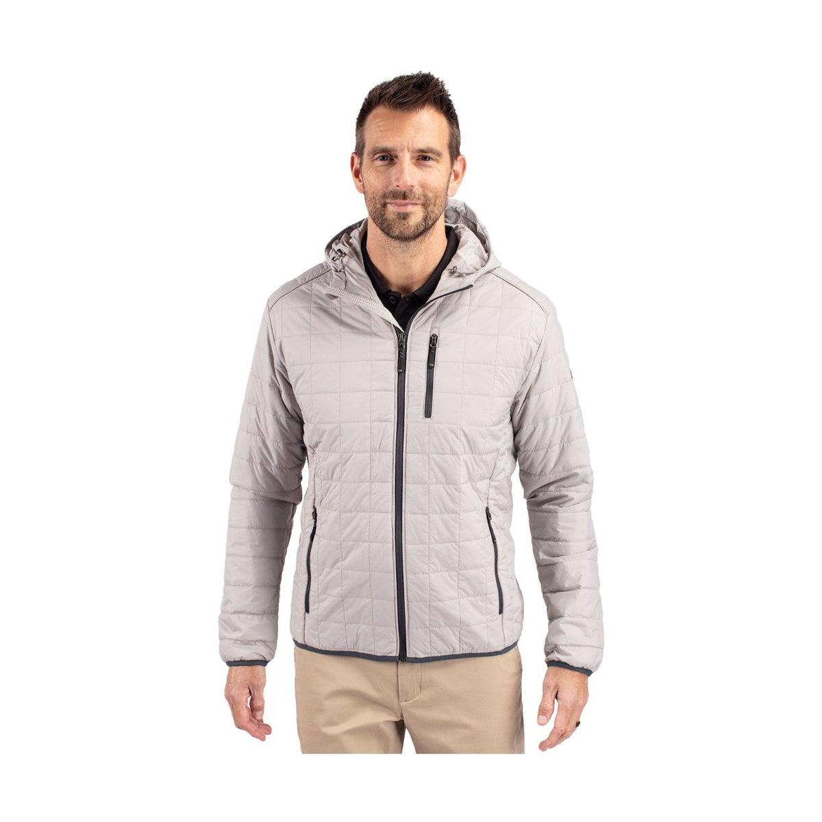 Cutter & Buck Men's Rainier Recycled Insulated Puffer Full Zip Hooded Jacket Jacket