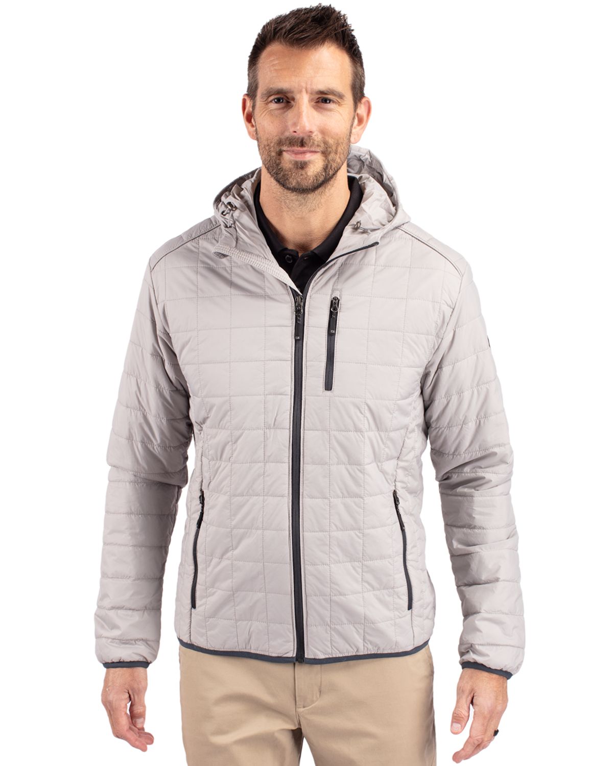 Cutter & Buck Men's Rainier Recycled Insulated Puffer Full Zip Hooded Jacket Jacket