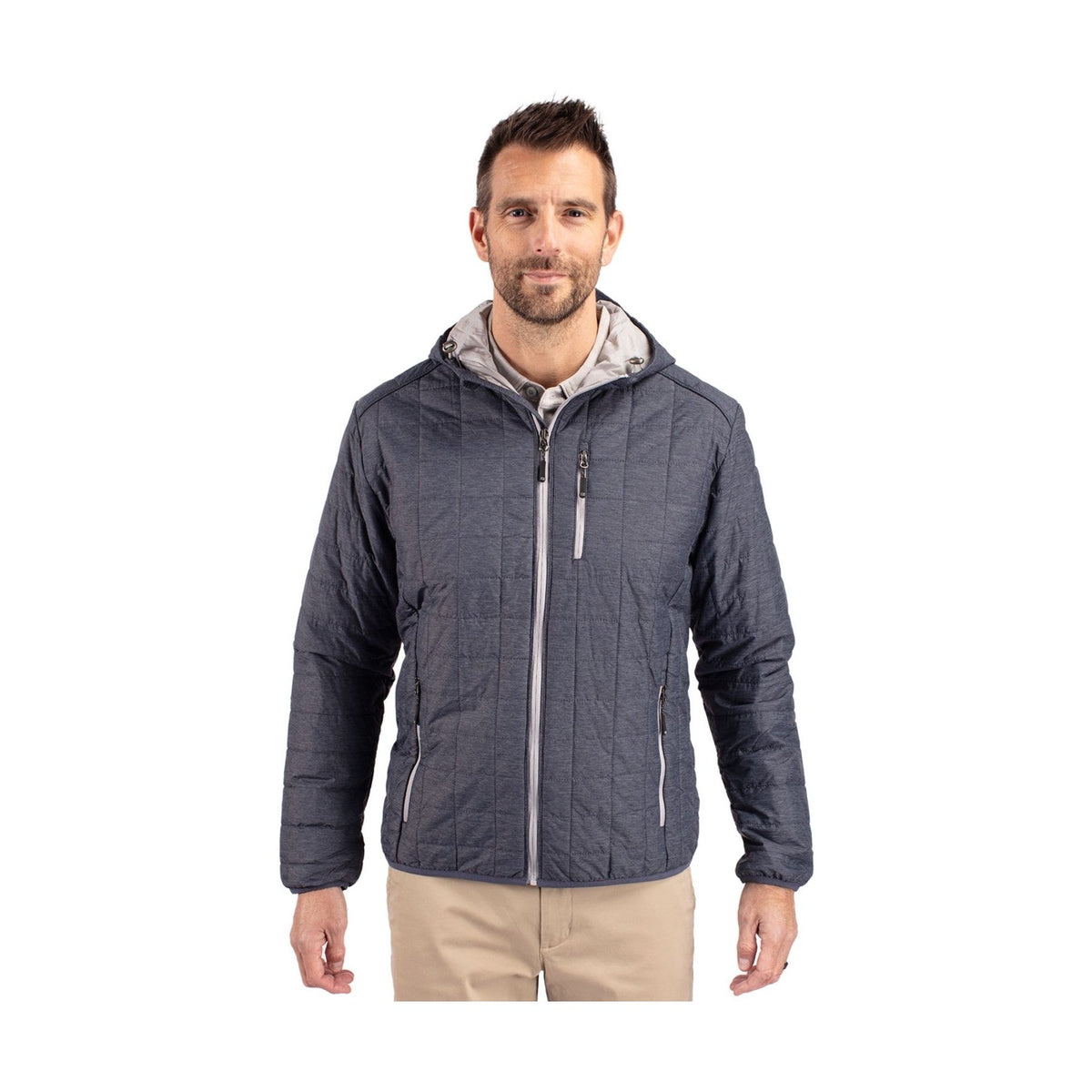 Cutter & Buck Men's Rainier Recycled Insulated Puffer Full Zip Hooded Jacket Jacket