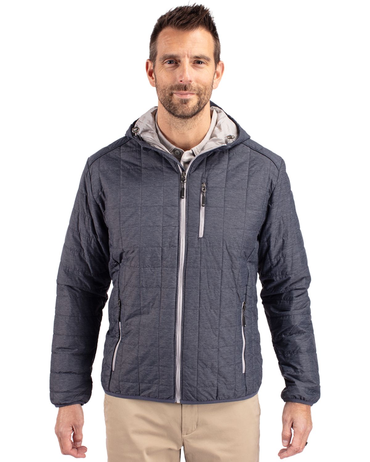 Cutter & Buck Men's Rainier Recycled Insulated Puffer Full Zip Hooded Jacket Jacket