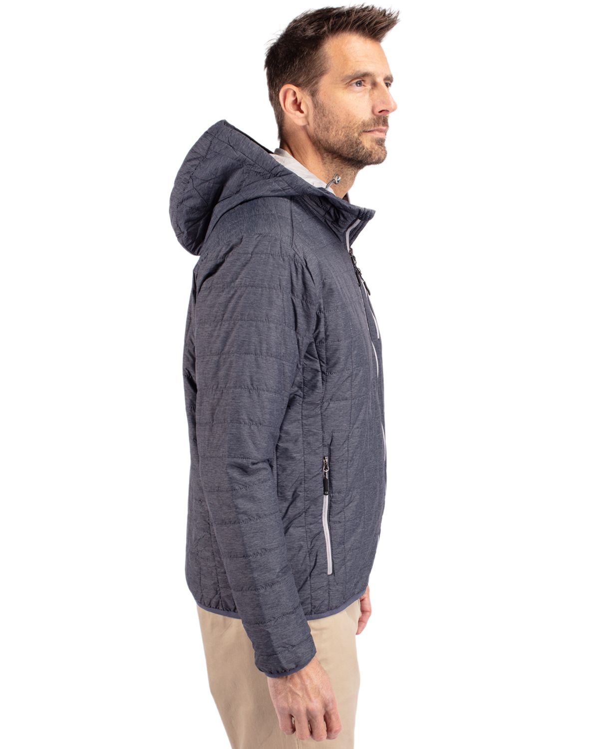 Cutter & Buck Men's Rainier Recycled Insulated Puffer Full Zip Hooded Jacket Jacket