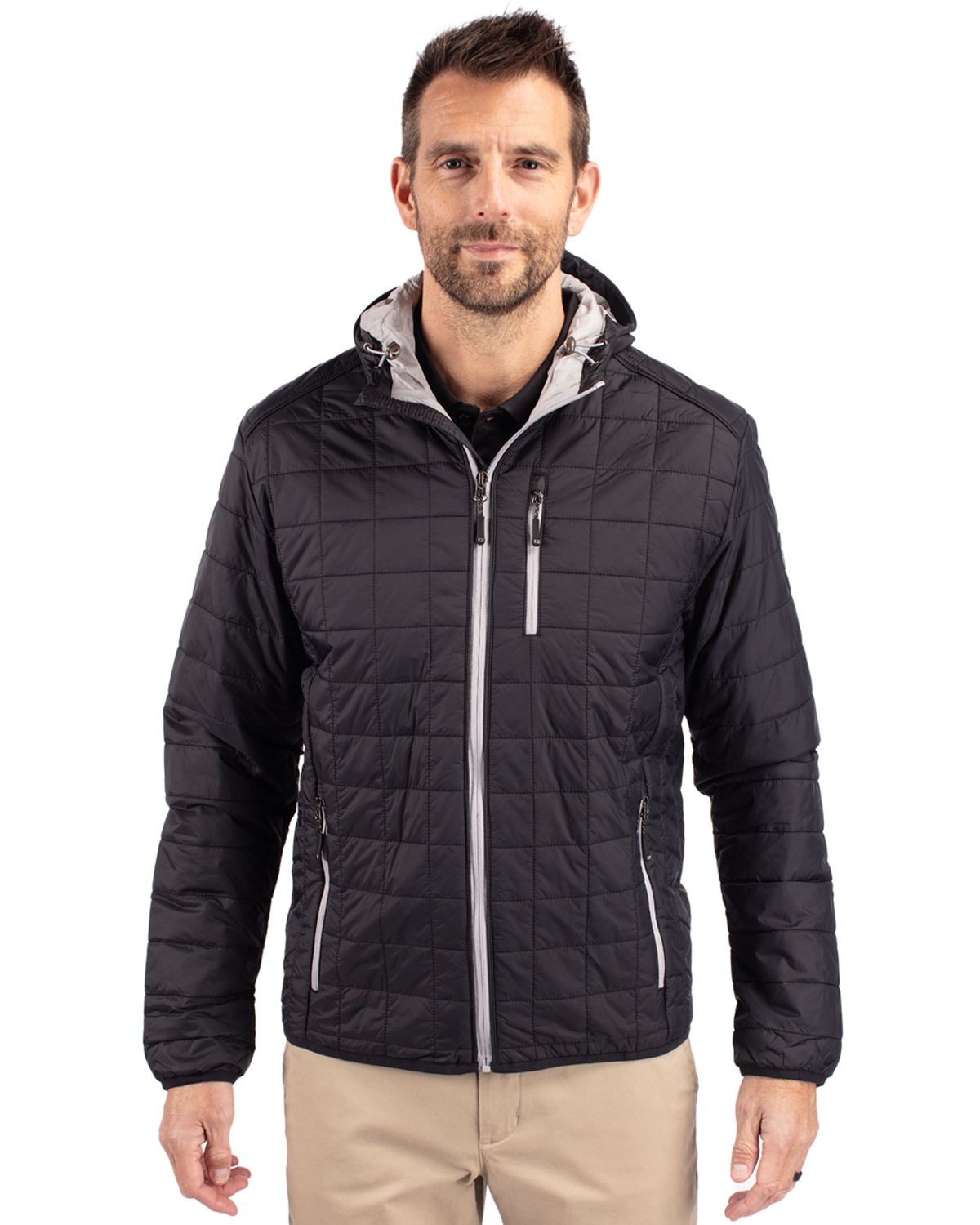 Cutter & Buck Men's Rainier Recycled Insulated Puffer Full Zip Hooded Jacket Jacket