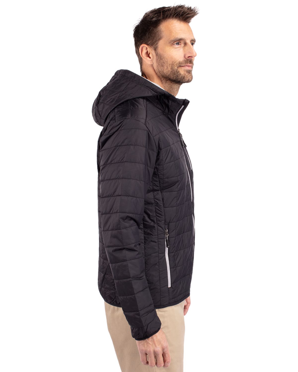 Cutter & Buck Men's Rainier Recycled Insulated Puffer Full Zip Hooded Jacket Jacket