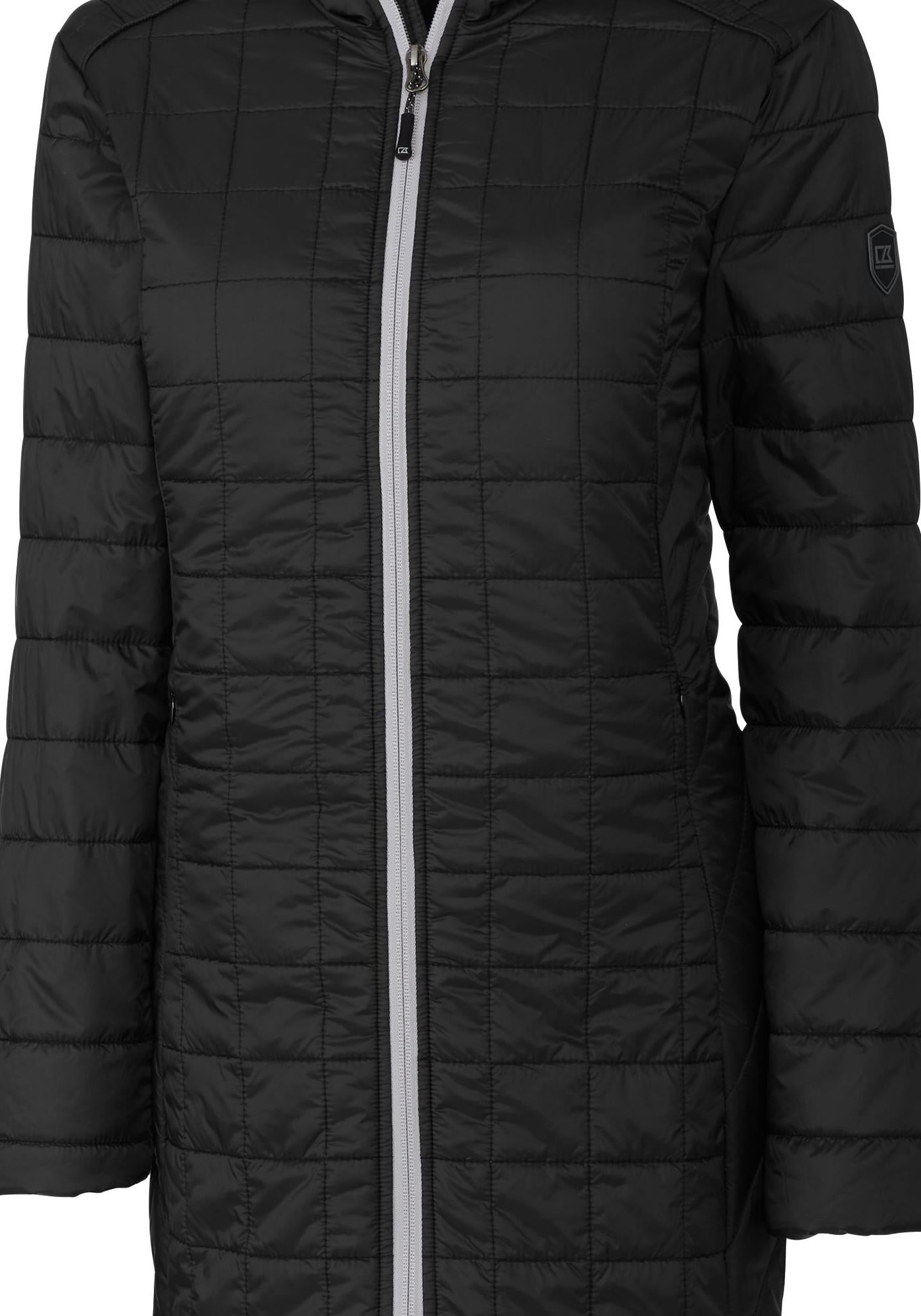 Cutter & Buck Women's Rainier Recycled Insulated Puffer Full Zip Hooded Long Coat