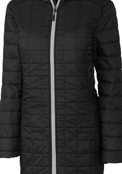 Cutter & Buck Women's Rainier Recycled Insulated Puffer Full Zip Hooded Long Coat