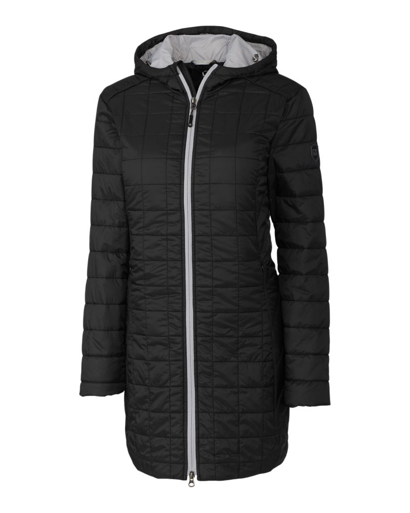 Cutter & Buck Women's Rainier Recycled Insulated Puffer Full Zip Hooded Long Coat