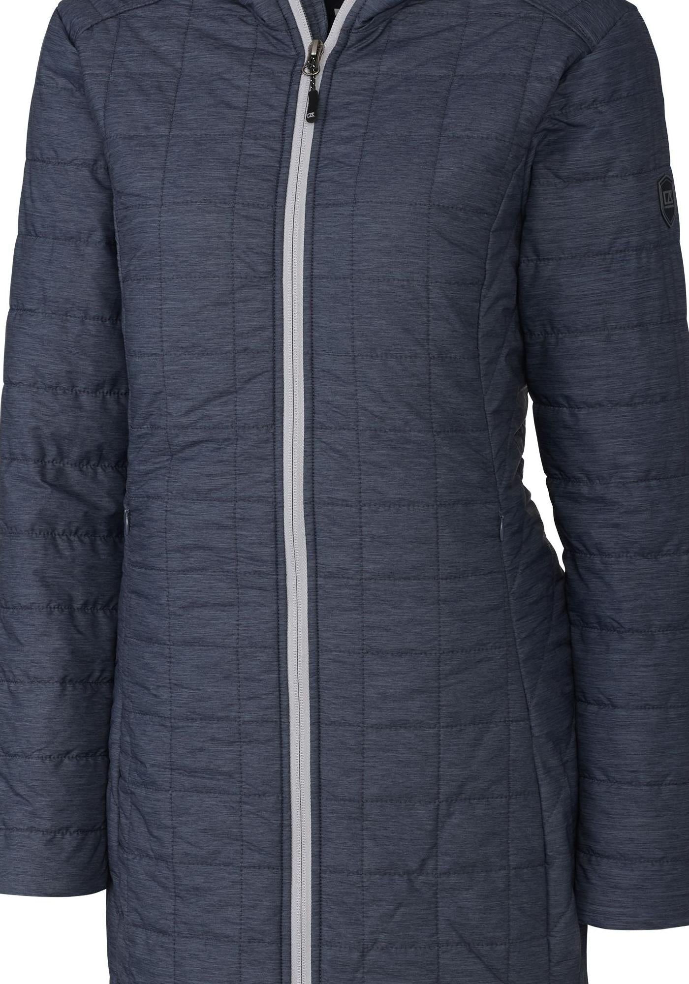 Cutter & Buck Women's Rainier Recycled Insulated Puffer Full Zip Hooded Long Coat