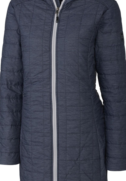 Cutter & Buck Women's Rainier Recycled Insulated Puffer Full Zip Hooded Long Coat