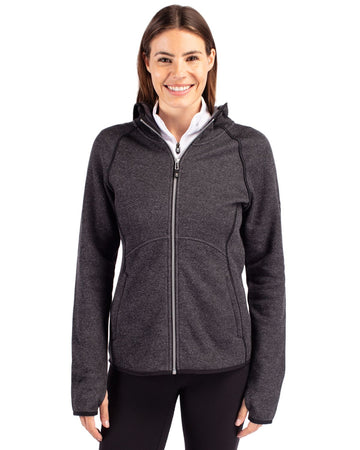 Cutter & Buck Women's Mainsail Sweater-Knit Full Zip Hooded Jacket-1